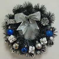 Великий Новорічний Різдвяний Вінок 33 см. Новорічні декоративні вінки "З Новим Роком"