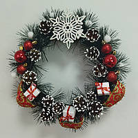 Великий Новорічний Різдвяний Вінок 33 см. Новорічні декоративні вінки "Сніжинка"