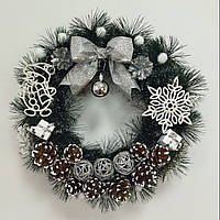 Великий Новорічний Різдвяний Вінок 40 см. Новорічні декоративні вінки "Зимовий Ліс"