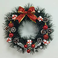 Великий Новорічний Різдвяний Вінок 40 см. Новорічні декоративні вінки "Merry Christmas"