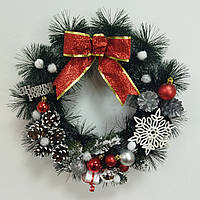 Великий Новорічний Різдвяний Вінок 40 см. Новорічні декоративні вінки "Happy New Year"