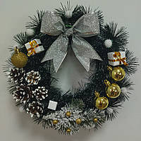 Великий Новорічний Різдвяний Вінок 33 см. Новорічні декоративні вінки "Різдвяна Ніч"