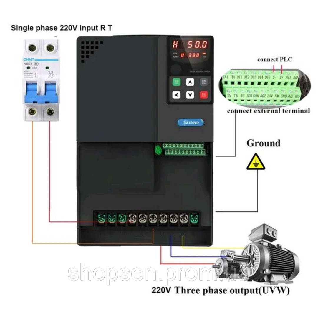 Частотник G 4KW 220v Частотний перетворювач вхід 1ф 220V вихід 3фазі ...