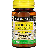 Уценка (Сроки годности до 01.24) Mason Natural Folate 666 mcg (Folic Acid 400 mcg) 100 tabs