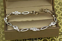 Браслет Xuping Jewelry Эстрада с белыми камнями 19 см 5 мм серебристый