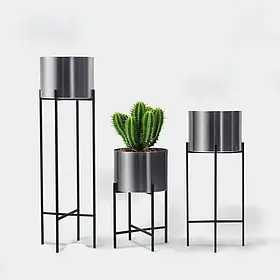Набір вазонів для квітів 3шт, металеві кашпо на ніжках