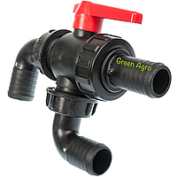 Кран обприскувача кульковий 3х ходовий ø 25 / Кран триходовий на обприскувач / Крани для обприскувачів