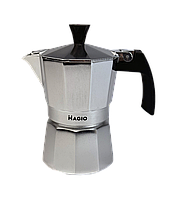 Кофеварка гейзерная алюминиевая Magio (Маджио) 150 мл на 3 чашек (MG-1001)