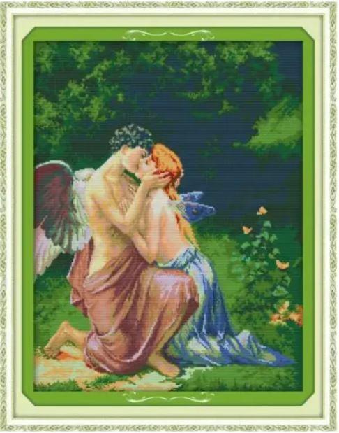 Набір для вишивання за нанесеною на канву схемою "A Kissing of Angels". AIDA 14CT printed, 46*57 см, фото 1