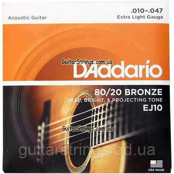 Струны D'Addario EJ10 Bronze 80/20 Extra Light 10-47, фото 1