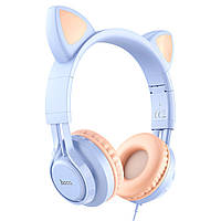 SM Наушники накладные Hoco W36 Cat Ear с ушками Jack 3.5 midnight blue
