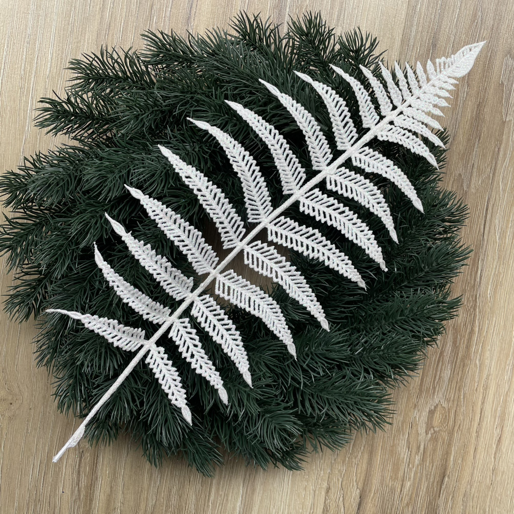 Лист папороті блискучий білий (10 шт.), фото 1