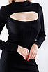 Плаття міні зі стійкою в рубчик чорне 83017 ONE SIZE (2000000117126), фото 3