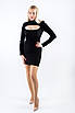 Плаття міні зі стійкою в рубчик чорне 83017 ONE SIZE (2000000117126), фото 4
