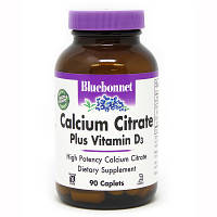 Вітамін Bluebonnet Nutrition Кальцій цитрат + Вітамін D3, 90 каплет (BLB0710)