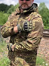 Чоловіча демісезонна камуфляжна куртка вітровка Ріп-стоп Мультикам з капюшоном і високим коміром, фото 2