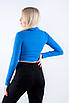Лонгслів жіночмй зі змійкою та коміром поло синій 4668 (2000000119397), фото 2