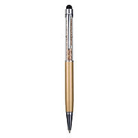 SM Стилус ёмкостный , с шариковой ручкой, металлический, золотистый с золотистыми кристаллами