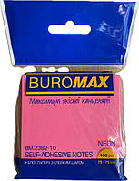 Блок для нотаток NEON Buromax 75х75мм 100арк. рожевий 2382