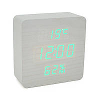 SM Электронные часы VST-872S Wooden (White), с датчиком температуры и влажности, будильник, питание от кабеля