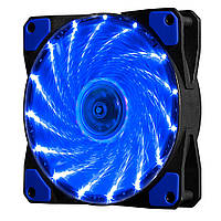 SM Кулер корпусний 12025 DC sleeve fan 3pin + 2pin - 120*120*25 мм, 12V, 1100 об/хв, 15LED, Blue