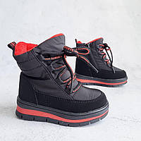 Зимові чобітки для хлопчика чорного кольору утеплені овченої Розміри 24,25,27