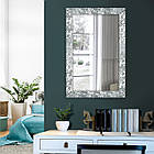 Дзеркало настінне squama у сріблястий пластиковій рамі. Прямокутне в рамці для дому, офісу та салонів.