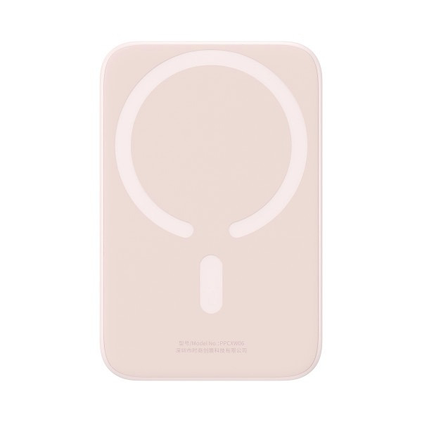 Магнітний портативний павербанк з бездротовою зарядкою Baseus Magnetic 20W 6000 mAh для iPhone Рожевий