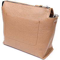 Лаконичная вместительная сумка для женщин из натуральной кожи GRANDE PELLE 11696 Бежевая высокое качество