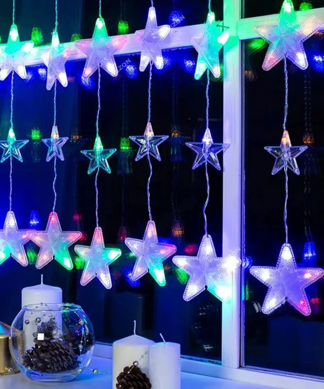 Світлодіодна гірлянда штора Зірочки 40 шт. LED 2.5х0.8 м Мультиколор