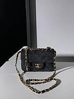Chanel 1.55 Textile Black 18 x 12 x 7 см женские сумочки и клатчи высокое качество