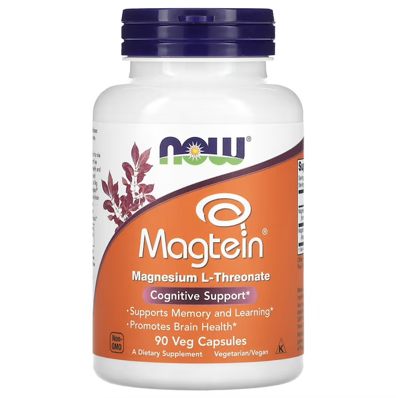 NOW Foods, Magtein, магній L-треаонат, 90 рослинних капсул