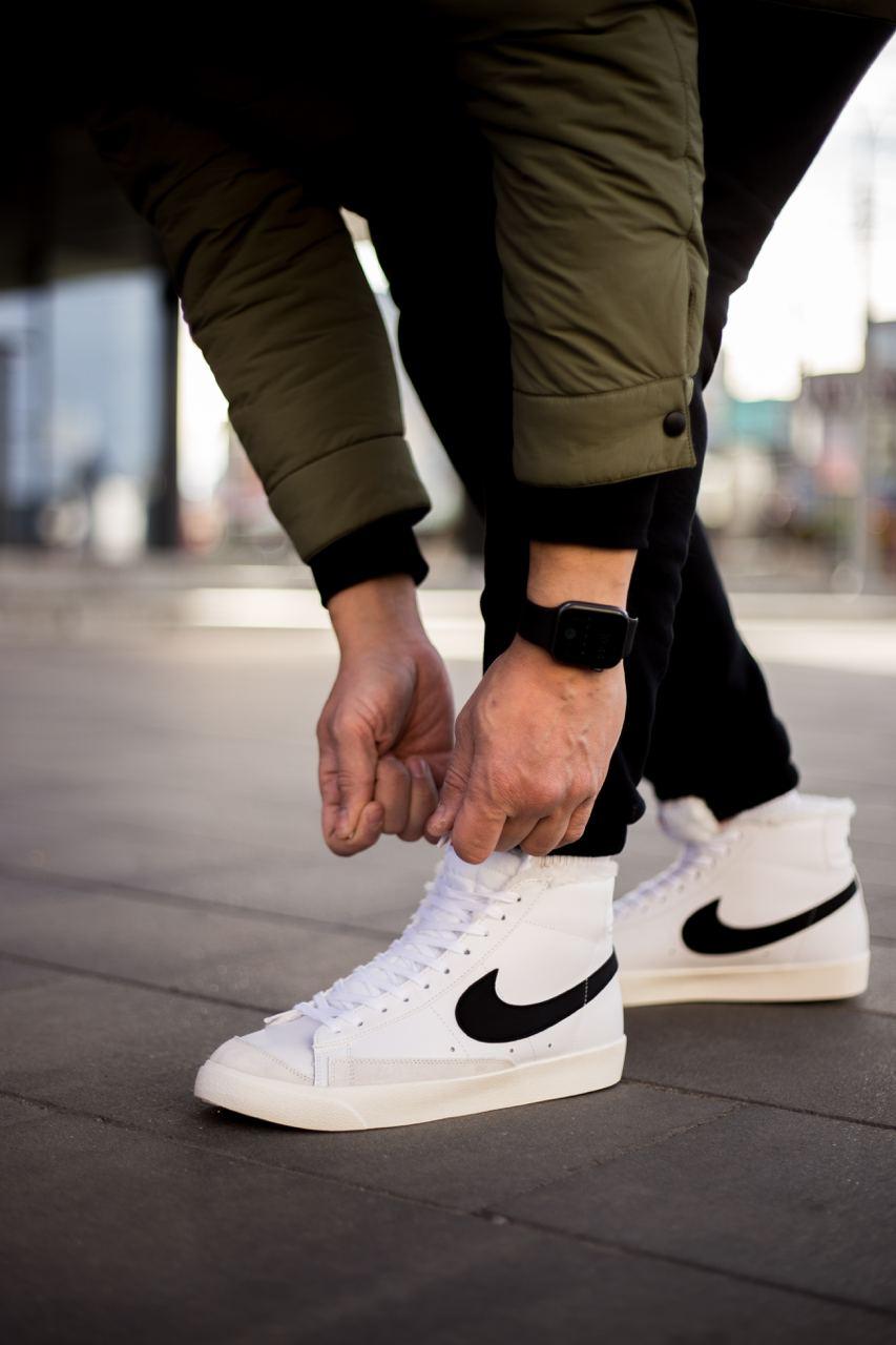 Кросівки зимові чоловічі білі Nike Blazer Mid 77 Jumbo White Black (09793)