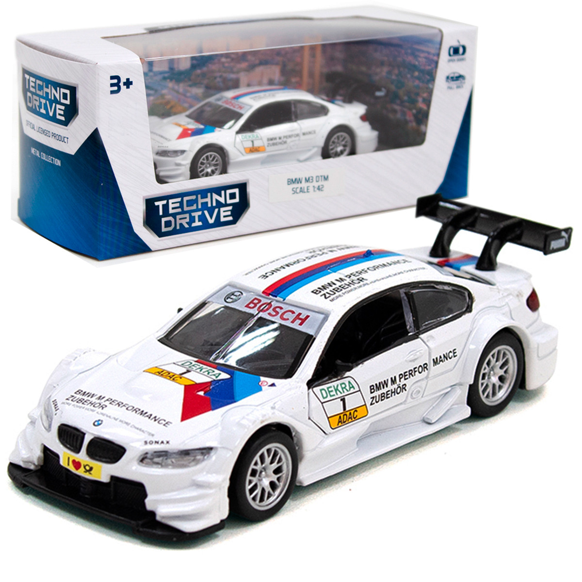 Іграшкова машинка металева BMW M3 DTM, БМВ, білий, відкр двері, інерція, 4*10*3см (250256), фото 1