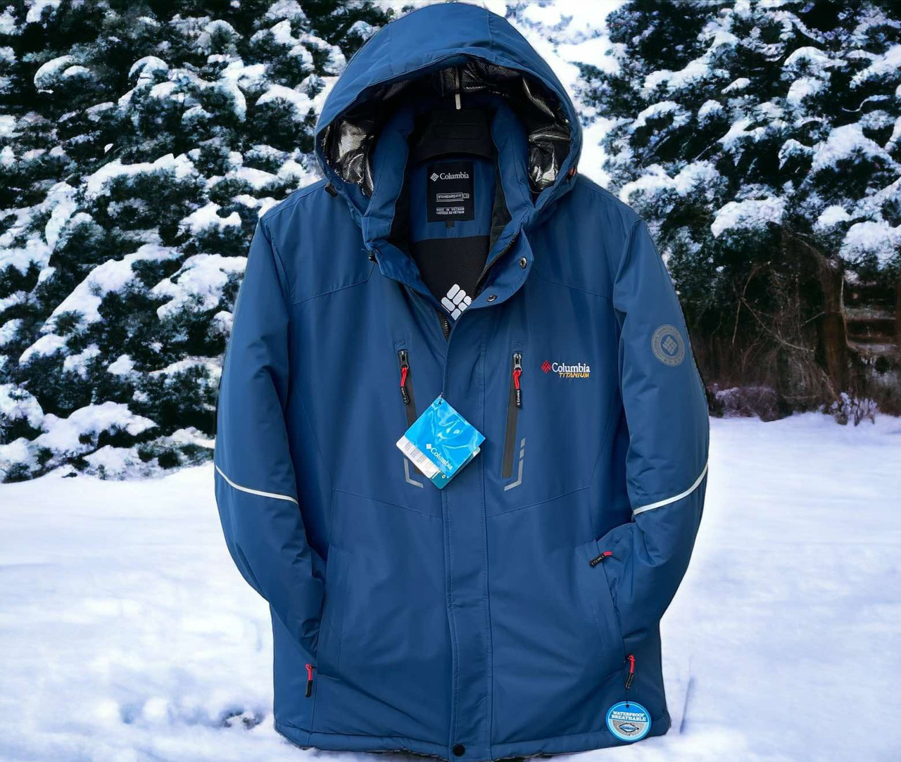 Куртка термозима Columbia 4XL-8XL великі розміри арт.1704, Темно-синій,6XL, 60