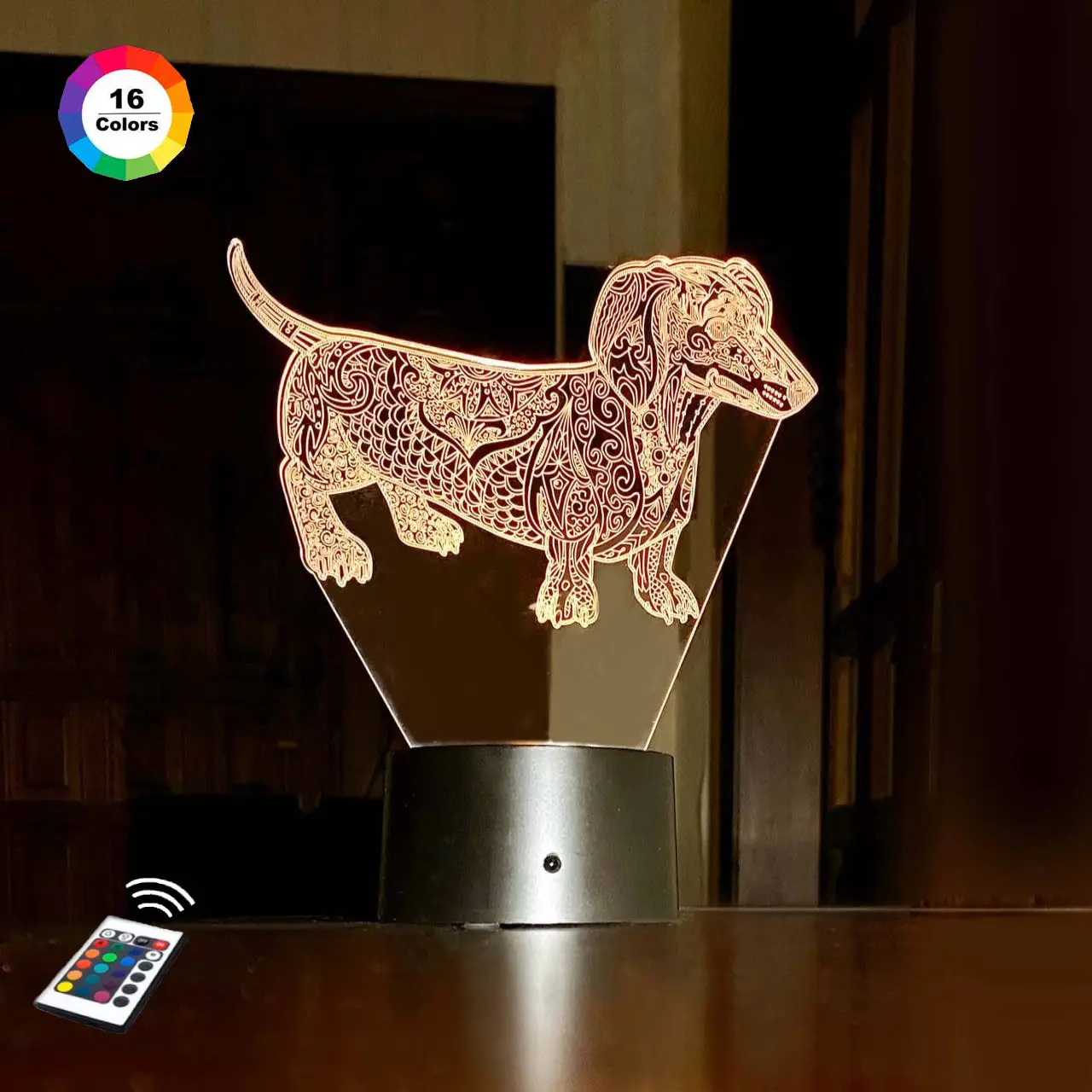 3D світильник нічник з пультом "Такса 3" 3DTOYSLAMP, фото 1
