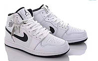 Мужские кроссовки демисезон Nike Jordan кожаные высокие белые р. 41-46