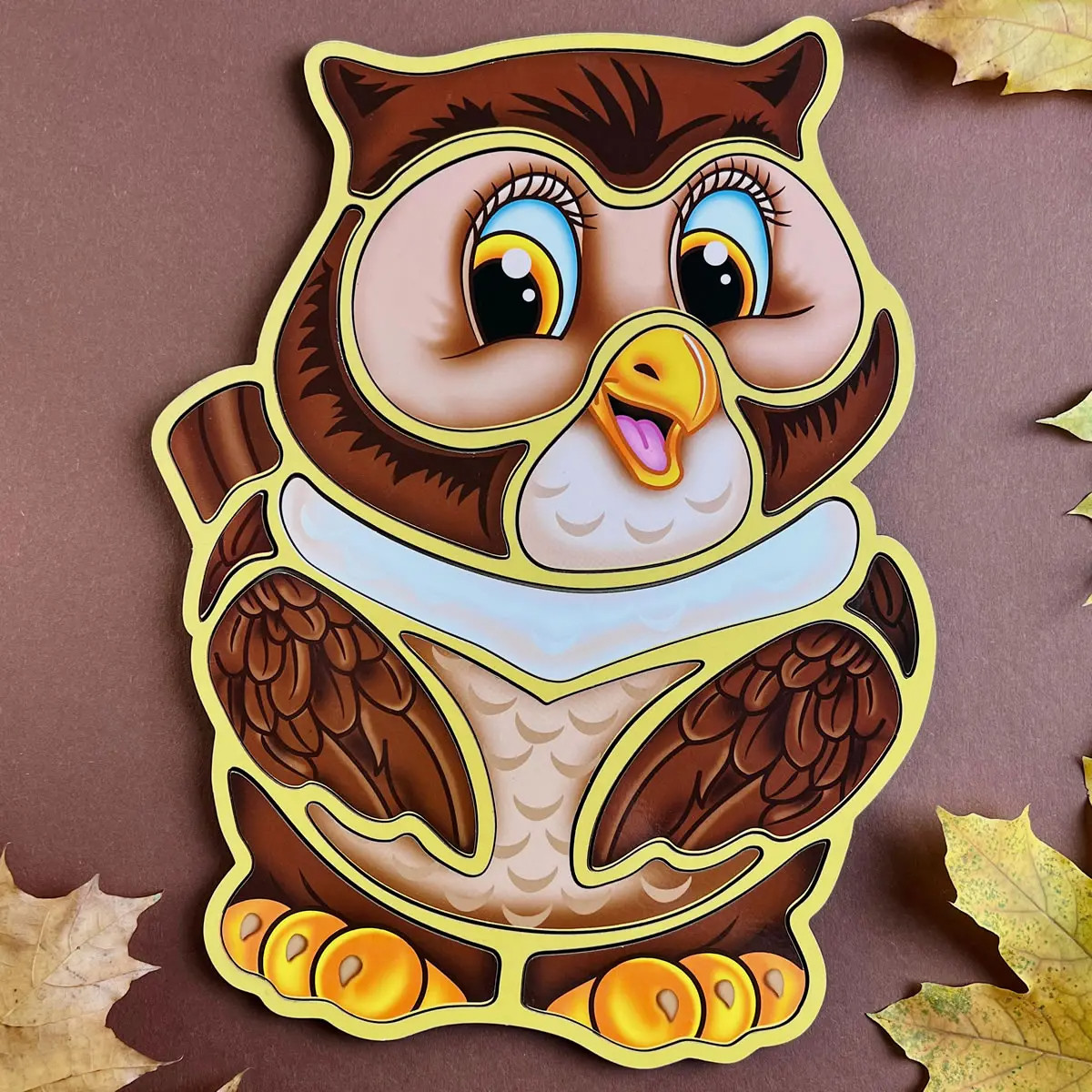 Рамка-вкладка дерев'яний Сова Розвиваюча гра для малят Ubee ПСД087, фото 1