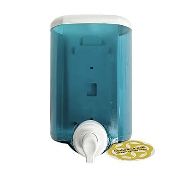 Дозатор з пластику для мила піни 1400 мл, настінний, синій прозорий Afacan Plastik