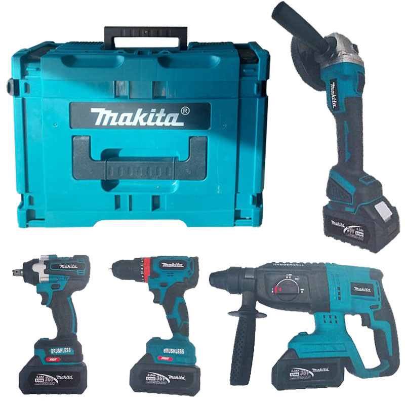Набор инструментов Makita 4в1 аккумуляторный шуруповерт, гайковерт ...