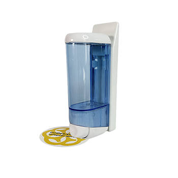 Дозатор настінний пластиковий для мила-піни 250 мл, настінний, на планці, синьо-білий Afacan Plastik