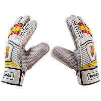 Вратарские перчатки с защитными вставками Barcelona бело-желтые размер 9