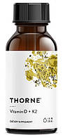 Вітамін D3 з K2 Thorne, Vitamin D/K2, 25 мкг (1000 МО), 30 мл