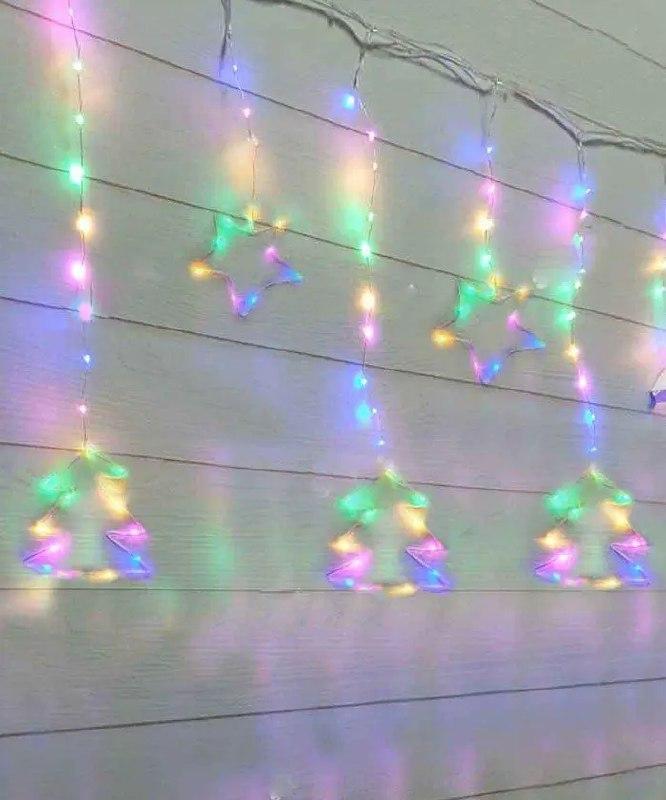 Світлодіодна гірлянда штора Ялинка Зірка 10 шт. LED 3х1 м Мультиколор