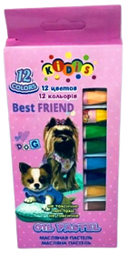 Пастель олійна 12 кольори, KIDIS, серія BEST FRIEND (собачки)