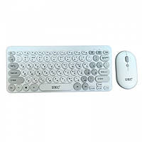 Беспроводная клавиатура mini и мышь keyboard 5263 + приёмник Белая kr