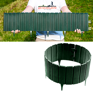 Садовий парканчик декоративний, палісад, садовий бордюр Еко-Палісад 17 см (Польща), зелений