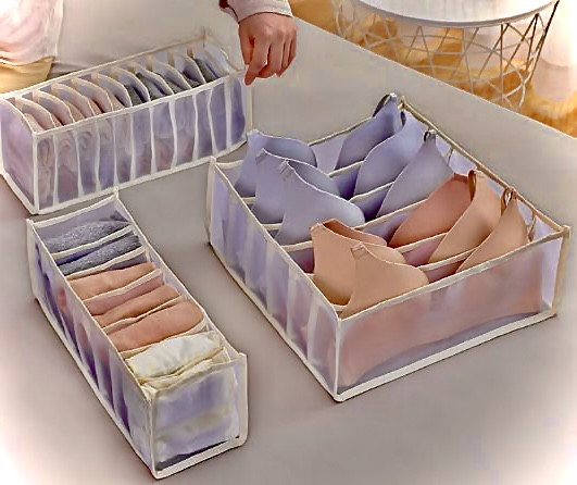 Органайзер для спідньої білизни Supretto нейлоновий бежевий, фото 1