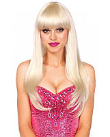 Эротический парик блонд с длинными прямыми волосами и челкой Leg Avenue IntimPro
