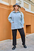 Женская пиджак - рубашка "Модель 257" - с длинным рукавом Sofia SF-257 Голубой, 58-60